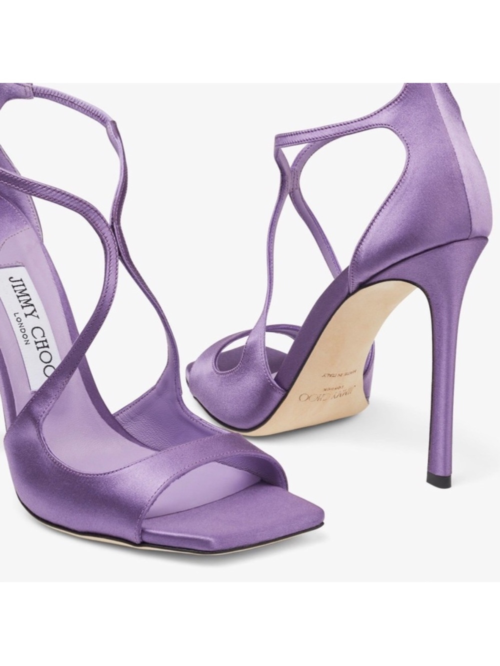 Like new JIMMY CHOO Azia 110 Wisteria Satin Sandals 37.5 - Picture 4 of 15